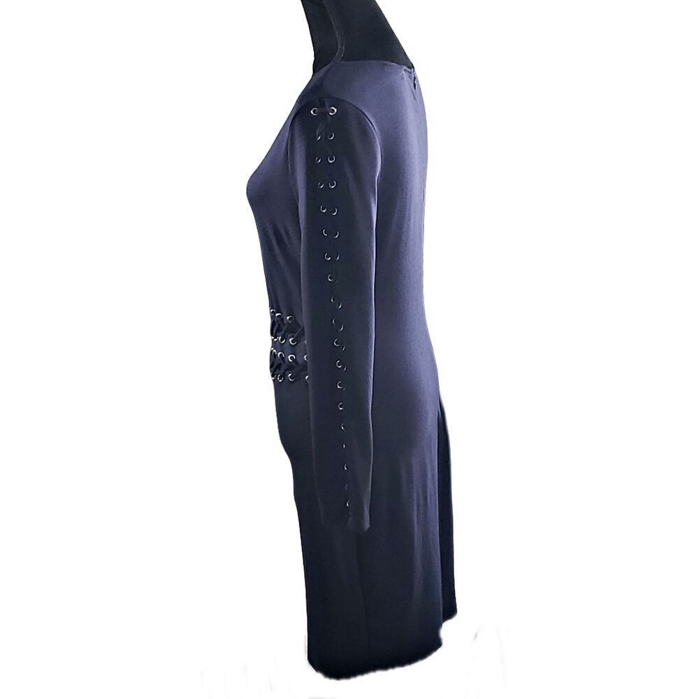 Venus Navy Lace Up Waist And Sleeves Bodycon Dress Size 12 - Picture 7 of 9